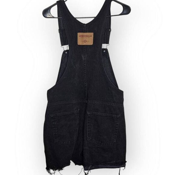 London Jeans Women's Vintage 90s Denim Overall Shorts Black size Small - Picture 4 of 6